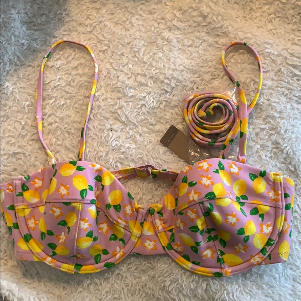 Jcrew size 34c NWT pink lemon bikini top